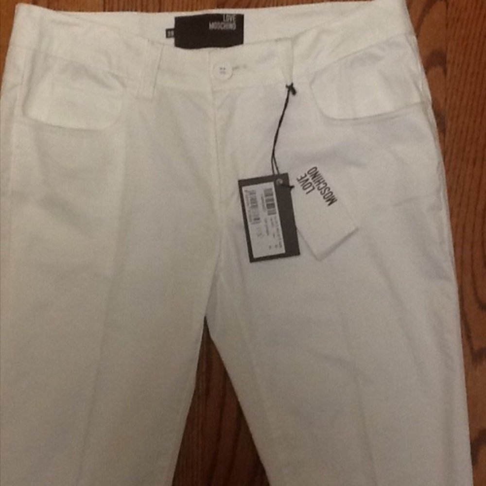LOVE MOSCHINO 5-Pocket white CROP pants